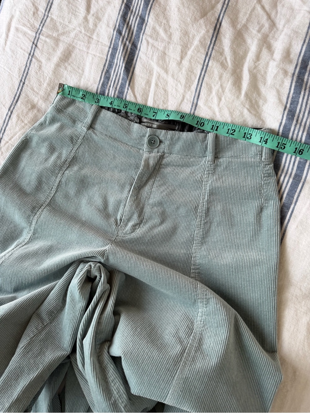 Anthropologie Ultra Wide Leg Corduroy Palazzo Trousers Pants Light Blue Size 8T - Picture 11 of 14